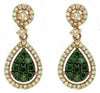 .68CT WHITE & GREEN DIAMOND 14K ROSE GOLD 3D PEAR SHAPE CLUSTER HANGING EARRINGS