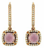ESTATE 2.65CT DIAMOND & AAA AMETHYST 14K ROSE GOLD CUSHION HALO HANGING EARRINGS