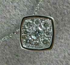 ESTATE .15CT DIAMOND 14KT WHITE GOLD 3D SQUARE CLUSTER FLOATING LOVE PENDANT