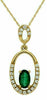 ESTATE .30CT DIAMOND & AAA EMERALD 14KT YELLOW GOLD 3D ROUND & OVAL PENDANT
