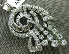 ANTIQUE EXTRA LARGE 5.0CT DIAMOND PLATINUM 3D FLOWER SWIRL LOVE NECKLACE