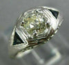 ANTIQUE .69CT OLD MINE DIAMOND & SAPPHIRE 14KT WHITE GOLD ENGAGEMENT RING #26682