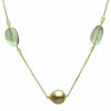 LARGE GREEN AMETHYST TOPAZ & PEARL 14KT YELLOW GOLD BY THE YARD TIN CUP NECKLACE