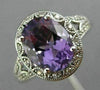 ESTATE WIDE 1.80CT DIAMOND & AAA AMETHYST 14KT WHITE GOLD OVAL HALO FLOWER RING