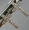 ESTATE SMALL .11CT DIAMOND 14KT WHITE GOLD 3D CLASSIC PAVE CROSS POST EARRINGS