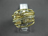 ESTATE WIDE .50CT DIAMOND 14KT 2 TONE GOLD MULTI ROW CRISS CROSS ETOILE FUN RING