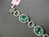 ESTATE WIDE 9.57CT DIAMOND & AAA EMERALD 18KT WHITE GOLD 3D HALO TENNIS BRACELET