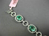 ESTATE WIDE 9.57CT DIAMOND & AAA EMERALD 18KT WHITE GOLD 3D HALO TENNIS BRACELET