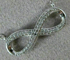 ESTATE .10CT DIAMOND 14K WHITE GOLD 3D CLASSIC INFINITY FRIENDSHIP LOVE NECKLACE