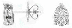 ESTATE .50CT DIAMOND 14KT WHITE GOLD 3D CLUSTER PEAR SHAPE CLASSIC STUD EARRINGS