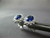 LARGE 1.98CT DIAMOND & AAA SAPPHIRE 18KT WHITE GOLD ROUND FLOWER STUD EARRINGS