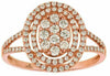 ESTATE .61CT DIAMOND 14K ROSE GOLD 3D CLUSTER OVAL DOUBLE HALO CIRCULAR FUN RING