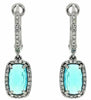 2.76 CT DIAMOND & AAA BLUE TOPAZ 14KT WHITE GOLD CUSHION HALO HANGING EARRINGS