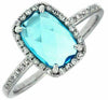 ESTATE 2.24CT DIAMOND & AAA BLUE TOPAZ 14KT WHITE GOLD CUSHION CLASSIC HALO RING