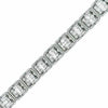 ESTATE WIDE 7.05CT ROUND & BAGUETTE DIAMOND 18KT WHITE GOLD HALO TENNIS BRACELET