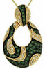 ESTATE .75CT WHITE & GREEN DIAMOND 14KT YELLOW GOLD 3D TEAR DROP LEAF PENDANT