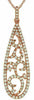 ESTATE .52CT DIAMOND 14KT ROSE GOLD OPEN FILIGREE CLASSIC TEAR DROP LOVE PENDANT