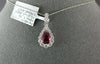1.26CT DIAMOND & AAA RUBY 18KT WHITE GOLD ROUND & PEAR SHAPE TEAR DROP PENDANT