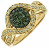 ESTATE .50CT WHITE & GREEN DIAMOND 14KT YELLOW GOLD CLUSTER FLOWER INFINITY RING