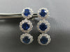 6.21CT DIAMOND & AAA SAPPHIRE 18KT WHITE GOLD ROUND HALO FLOWER HANGING EARRINGS