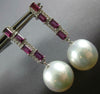 LARGE 1.80CT DIAMOND & AAA SOUTH SEA PEARL & RHODOILITE 18KT WHITE GOLD EARRINGS