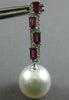LARGE 1.80CT DIAMOND & AAA SOUTH SEA PEARL & RHODOILITE 18KT WHITE GOLD EARRINGS