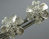 ESTATE .27CT DIAMOND 18KT WHITE GOLD CLASSIC FLOWER MATTE & SHINY STUD EARRINGS