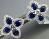 ESTATE 1.07CT DIAMOND & AAA SAPPHIRE 18KT WHITE GOLD 4 LEAF CLOVER STUD EARRINGS