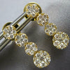 ESTATE .66CT DIAMOND 18KT YELLOW GOLD 3D CLUSTER JOURNEY FLOWER HANGING EARRINGS