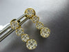 ESTATE .66CT DIAMOND 18KT YELLOW GOLD 3D CLUSTER JOURNEY FLOWER HANGING EARRINGS