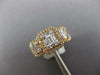 ESTATE WIDE .88CT DIAMOND 18KT ROSE GOLD 3D ROUND & BAGUETTE CLUSTER HALO RING