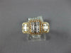 ESTATE WIDE .88CT DIAMOND 18KT ROSE GOLD 3D ROUND & BAGUETTE CLUSTER HALO RING