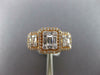 ESTATE WIDE .88CT DIAMOND 18KT ROSE GOLD 3D ROUND & BAGUETTE CLUSTER HALO RING