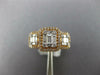 ESTATE WIDE .88CT DIAMOND 18KT ROSE GOLD 3D ROUND & BAGUETTE CLUSTER HALO RING
