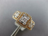 ESTATE WIDE .88CT DIAMOND 18KT ROSE GOLD 3D ROUND & BAGUETTE CLUSTER HALO RING
