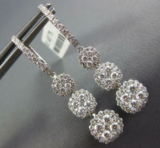 LARGE 1.94CT DIAMOND 18KT WHITE GOLD 3D CLUSTER FLOWER JOURNEY HANGING EARRINGS