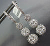 LARGE 1.94CT DIAMOND 18KT WHITE GOLD 3D CLUSTER FLOWER JOURNEY HANGING EARRINGS
