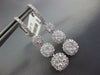 LARGE 1.94CT DIAMOND 18KT WHITE GOLD 3D CLUSTER FLOWER JOURNEY HANGING EARRINGS