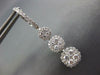 LARGE 1.94CT DIAMOND 18KT WHITE GOLD 3D CLUSTER FLOWER JOURNEY HANGING EARRINGS