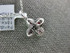 ESTATE .49CT DIAMOND & AAA RUBY 18KT WHITE GOLD 3D 4 LEAF CLOVER FLOWER PENDANT