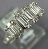 ESTATE .57CT DIAMOND 18K WHITE GOLD 3D ROUND & BAGUETTE PAST PRESENT FUTURE RING