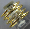 ESTATE WIDE .15CT DIAMOND 18KT YELLOW GOLD MULTI ROW OPEN STACKABLE BAR FUN RING