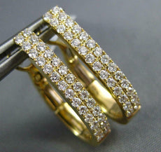 ESTATE WIDE .67CT DIAMOND 18K YELLOW GOLD CLASSIC 2 ROW CLIP ON HANGING EARRINGS
