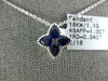 1.04CT DIAMOND & AAA SAPPHIRE 18KT WHITE GOLD 3D PEAR SHAPE FLOWER STAR PENDANT