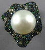 LARGE 2.31CT DIAMOND & SOUTH SEA PEARL & SAPPHIRE & EMERALD 18KT WHITE GOLD RING