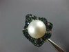 LARGE 2.31CT DIAMOND & SOUTH SEA PEARL & SAPPHIRE & EMERALD 18KT WHITE GOLD RING