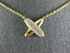 ESTATE .37CT DIAMOND 18KT YELLOW GOLD 3D CLASSIC MULTI ROW X LOVE NECKLACE