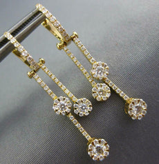 ESTATE .84CT DIAMOND 18K YELLOW GOLD CLUSTER FLOWER BY THE YARD HANGING EARRINGS