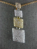 ESTATE LARGE .91CT DIAMOND 18KT TRI COLOR GOLD 3D SQUARE PAVE JOURNEY PENDANT