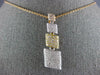 ESTATE LARGE .91CT DIAMOND 18KT TRI COLOR GOLD 3D SQUARE PAVE JOURNEY PENDANT